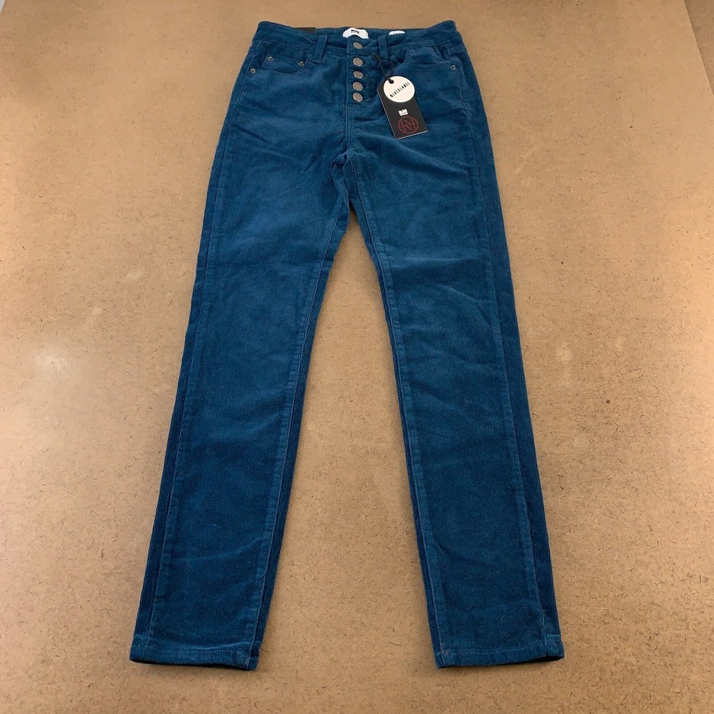 I&M Denim Black Label Women's Size 7 Teal Corduroy Ariana High Rise Skinny NWT